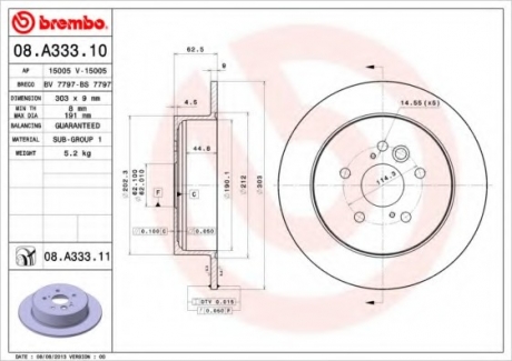 Тормозной диск BREMBO 08A33311