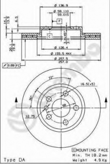 Тормозной диск BREMBO 09587034