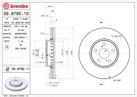 Тормозной диск BREMBO 09979011