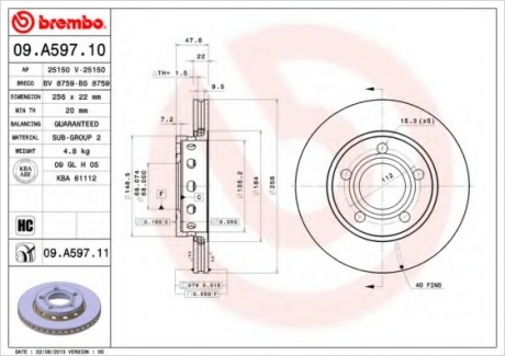 Тормозной диск BREMBO 09A59711