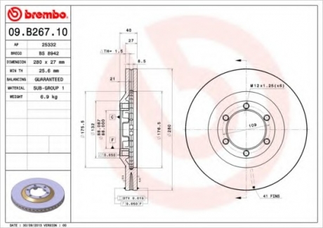 Тормозной диск BREMBO 09B26710