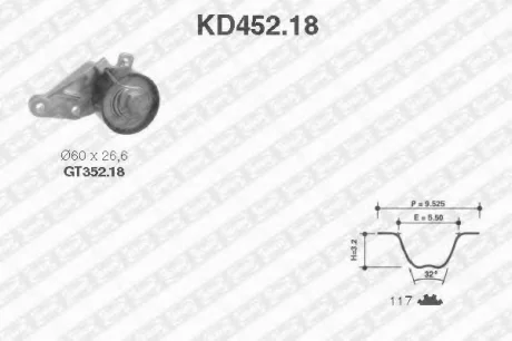 Ремонтний комплект для заміни паса газорозподільчого механізму SNR NTN KD45218