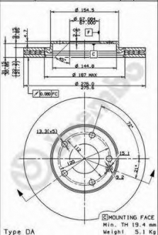 Тормозной диск BREMBO 09851911
