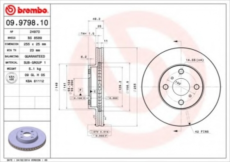 Тормозной диск BREMBO 09979810 (фото 1)