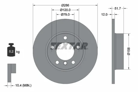 Диск тормозной BMW 3(E36)/Z3(E36) "F D=286mm "90-"03 TEXTAR 92055503