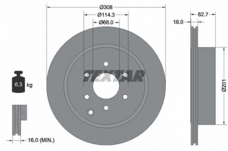 Тормозной диск TEXTAR 92181603 (фото 1)