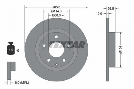 Тормозной диск TEXTAR 92254703 (фото 1)