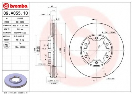 Тормозной диск BREMBO 09A05510