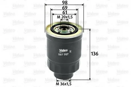 Фильтр топливный ASIA MOTORS/HYUNDAI/SUZUKI Rocsta/Porter/Grand Vitara "1,7-3,1 "80>> Valeo 587707