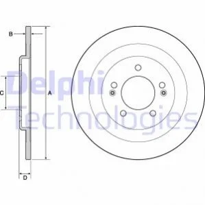 Комплект тормозных дисков (2 шт) задн лев/прав HYUNDAI I40 I, I40 I CW 1.6-2.0 07.11-05.19 Delphi BG4688C