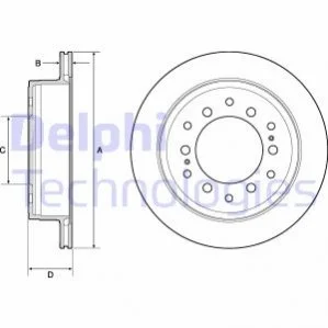 Гальмівний диск задн. Land Cruiser/Fortuner/Prado/FJ Cruiser/GX 05- Delphi BG4747C