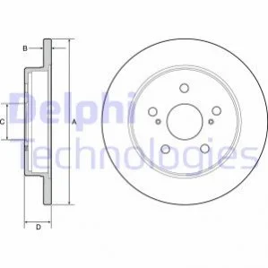 Комплект тормозных дисков (2 шт) задн лев/прав LEXUS ES, NX, UX TOYOTA C-HR, CAMRY, COROLLA CROSS, PRIUS, RAV 4 V, YARIS CROSS 1.2-3.5 07.14- Delphi BG4928C (фото 1)
