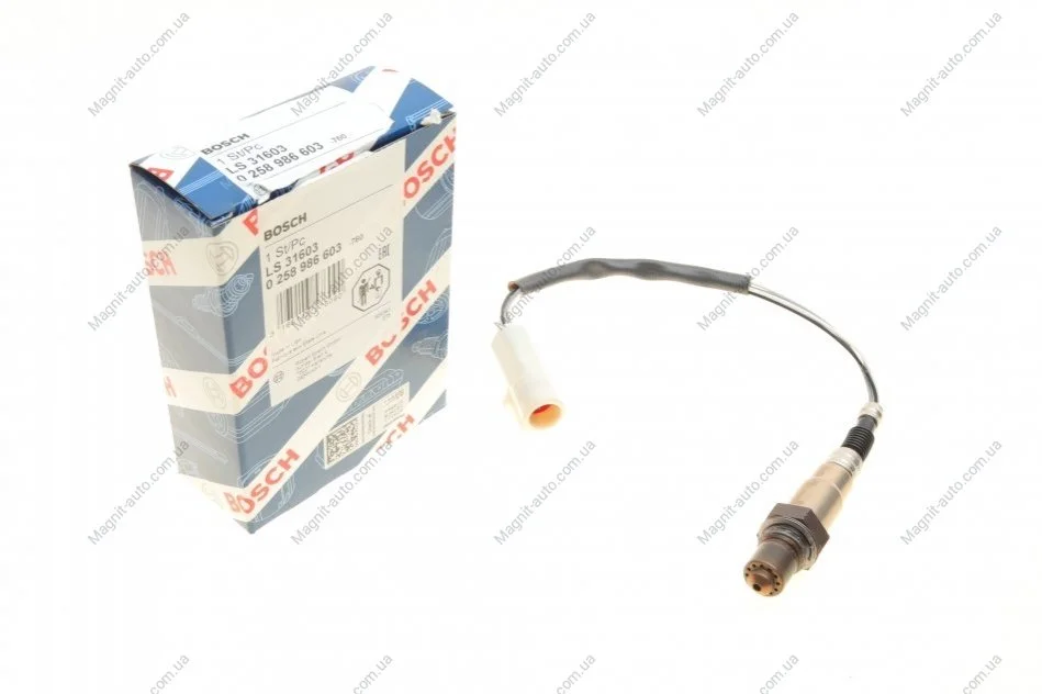 Лямбда-зонд (кількість дротів 4, 422мм) FORD FIESTA, FIESTA IV, FOCUS I, KA, MONDEO III, TOURNEO CONNECT, TRANSIT, TRANSIT CONNECT FORD USA CROWN VICTORIA, EXPEDITION 1.3-5.4 09.91-12.13 BOSCH 0258986603 (фото 1)