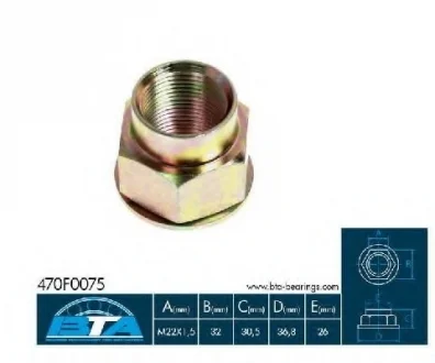 Осевая гайка BTA 470F0075BTA