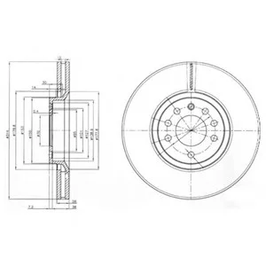 Комплект тормозных дисков (2 шт) передних лев/прав OPEL ADMIRAL A, COMMODORE B, COMMODORE C, MONZA A, OMEGA B, SENATOR A, SIGNUM, VECTRA C, VECTRA C GTS SAAB 9-3, 9-3X 1.9D-3.2 04.64-02.15 Delphi BG3973