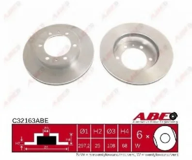 Диск тормозной передний лев/прав TOYOTA FORTUNER, HILUX VII, HILUX VIII, LAND CRUISER PRADO 2.4D-4.0 06.04- ABE C32163ABE