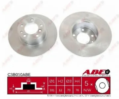Диск гальмівний передн лів/прав BMW 5 (E34) 1.8-2.5D 06.87-07.96 ABE C3B010ABE