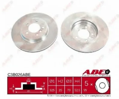 Диск тормозной передний лев/прав BMW 3 (E46), Z4 (E85), Z4 (E86) 2.5/3.0/3.0D 10.99-08.08 ABE C3B026ABE
