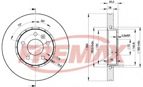 Тормозной диск FREMAX BD6845