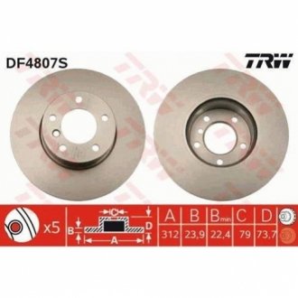 Тормозной диск TRW DF4807S (фото 1)
