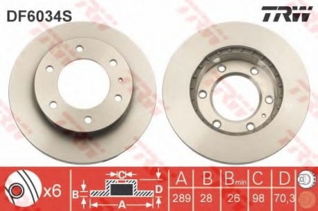 Тормозной диск TRW DF6034S (фото 1)
