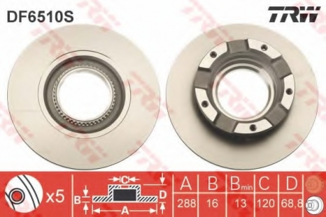 Тормозной диск TRW DF6510S (фото 1)