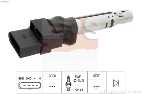 Котушка запалювання Audi A3 3.6Fsi 09.04- Skoda Superb 3.6 V6 11.08- VW Passat 3.2/3.6Fsi 09.05- EPS 1970434