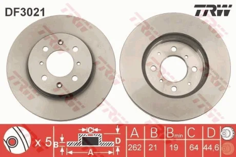 Диск тормозной (1 шт.).) HONDA - LOTUS - MG - ROVER Civic/Civic Aerodeck/Civic Coupe/Ci TRW DF3021