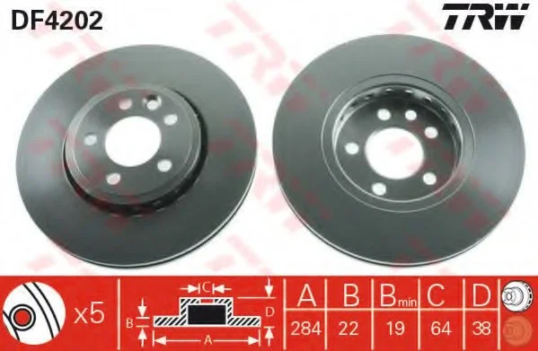 Диск тормозной, MG/ROVER, 1.6-2.5, 99- TRW DF4202 (фото 1)