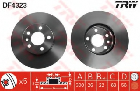Тормозной диск TRW DF4323 (фото 1)