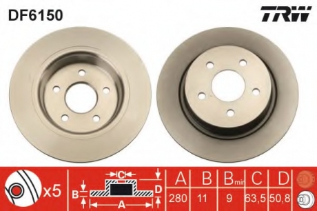 Тормозной диск TRW DF6150