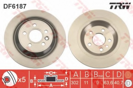 Тормозной диск TRW DF6187 (фото 1)