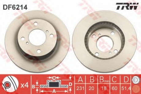 Тормозной диск TRW DF6214 (фото 1)