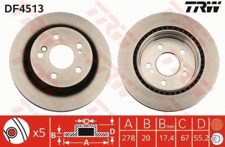 Тормозной диск TRW DF4513 (фото 1)