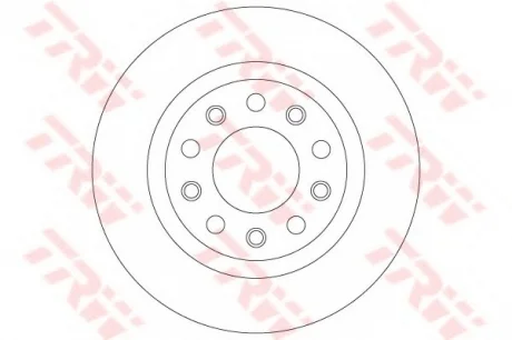 Диск гальмівний задн лів/прав ALFA ROMEO 159, GIULIETTA 1.4-2.0D 09.05-12.20 TRW DF8070