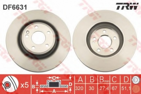 Тормозной диск TRW DF6631 (фото 1)