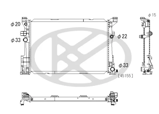 Радіатор двигуна MERCEDES A (W176), B SPORTS TOURER (W246, W242), CLA (C117), CLA SHOOTING BRAKE (X117), GLA (X156) INFINITI Q30, QX30 1.5D-Electric 11.11- KOYORAD PL413012 (фото 1)