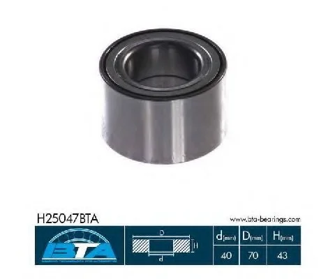 Комплект подшипника колеса лев/прав (40x70x43) MITSUBISHI OUTLANDER I, SPACE 2.0/2.4 05.91-09.07 BTA H25047BTA (фото 1)