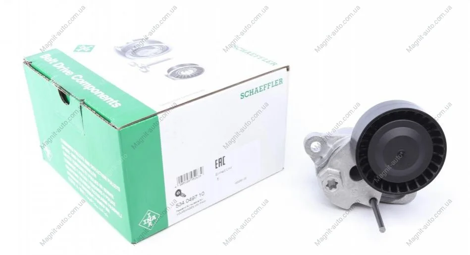 Натягувач поліклинового ременя SEAT IBIZA IV, SKODA CITIGO, FABIA III, OCTAVIA III, SCALA, YETI; VW CADDY IV, CADDY IV 1.0/1.0CNG/1.6 08.11- INA 534 0497 10 (фото 1)