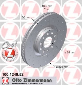 Тормозной диск ZIMMERMANN 100.1249.52 (фото 1)