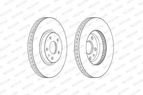 Комплект тормозных дисков (2 шт) передних лев/прав FORD MONDEO V FORD USA FUSION 1.0-2.7 09.12-03.22 FERODO DDF2337C
