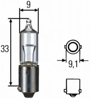 Автолампа H10W BA9S 12V 10W HELLA 8GH002473191