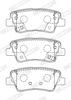 Комплект гальмівних колодок задній., HYUNDAI ACCENT IV, ACCENT V, ELANTRA VI, I20 ACTIVE, I20 II, I40 I, I40 I CW, IONIQ, IX35, SOLARIS, TUCSON KIA NIRO, NIRO I, OPTIMA, RIO IV 1.0-Electric 06.10- FERODO FDB5041