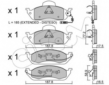 Комплект тормозных колодок, дисковый тормоз CIFAM 8225690 (фото 1)