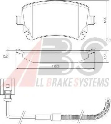 Тормозные колодки зад. VW Phaeton 02-16 (LUCAS/TRW) (с датчиками) A.B.S. 37368 (фото 1)