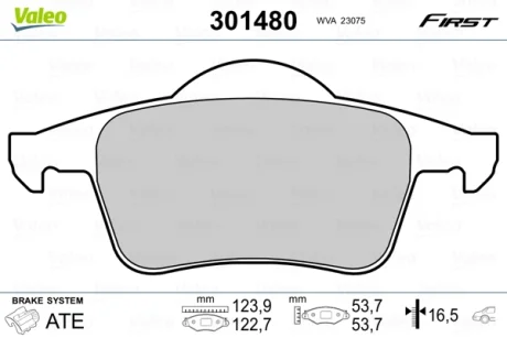 Гальмівні колодки First VOLVO S60/S70/S80/V70/XC70 "R "95-10 Valeo 301480