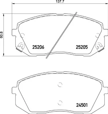Комплект тормозных накладок, дисковый тормоз BREMBO P30093 (фото 1)
