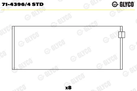 Вкладиші шатунні, комплект (STD) LAND ROVER 110/127, 90 I, DEFENDER, DISCOVERY I 2.5/2.5D 06.84-12.05 Glyco 7143964STD