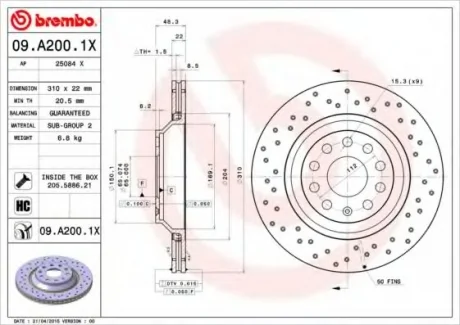 Tarcza ham.XTRA. BREMBO 09A2001X