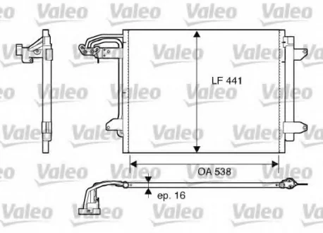 Радіатор кондиціонера (з осушувачем) VW CADDY III, TOURAN 1.4-2.0D 02.03-05.15 Valeo 817806